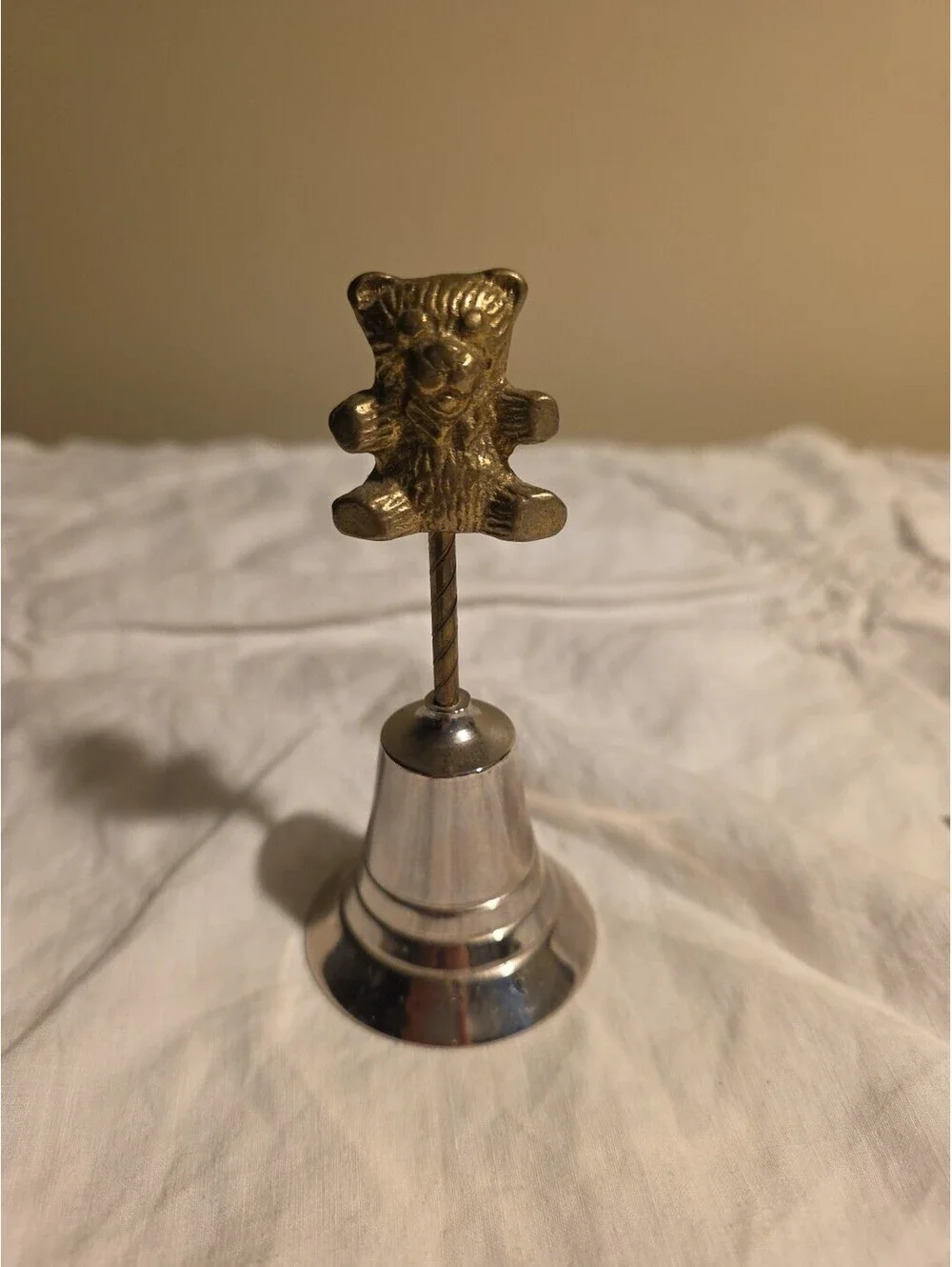 Vintage Silver Tone Bell With Solid Brass Bear Handle  4.50